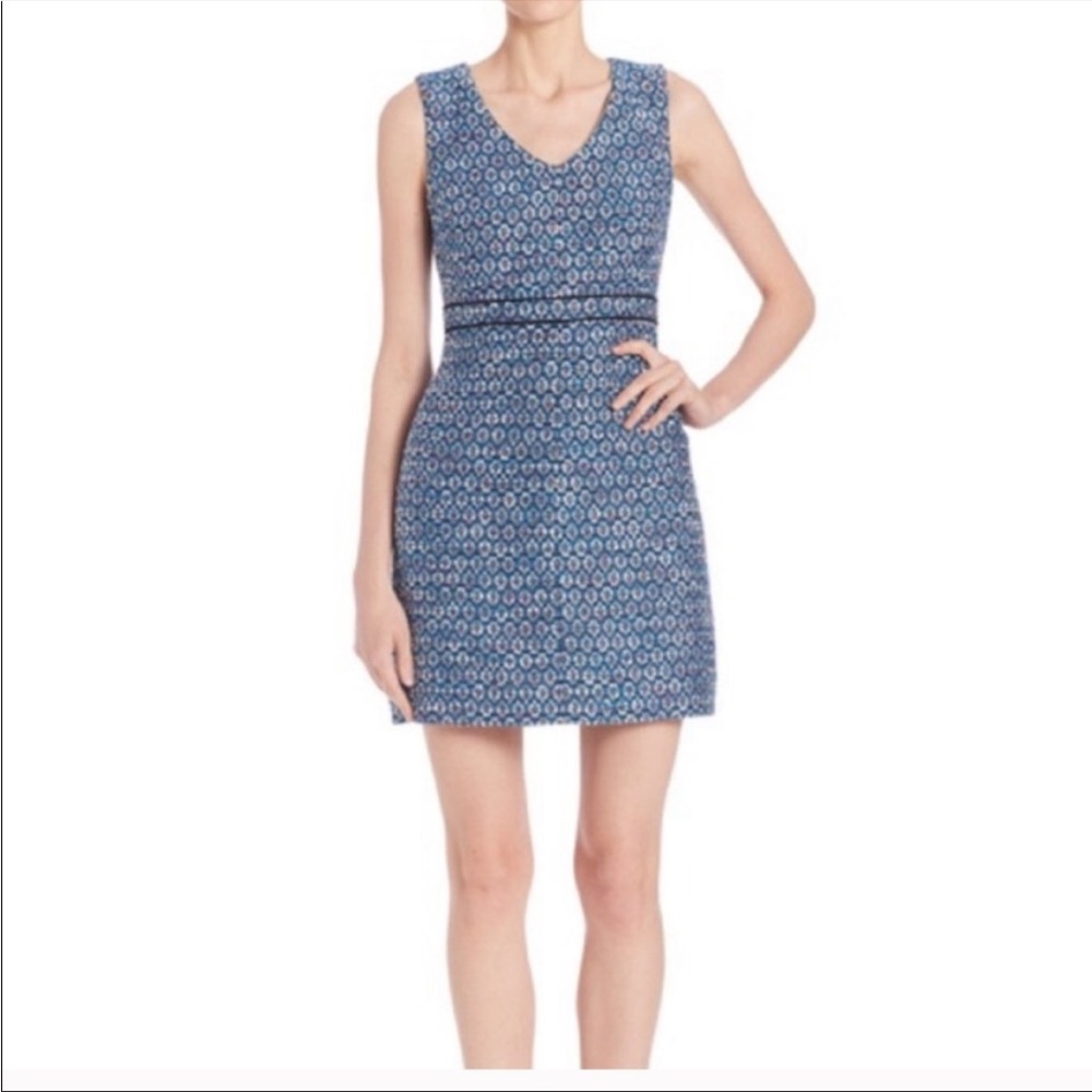 Diane von Furstenberg DVF Leelou Multi Color Tweed Sleeveless Dress Blue Size 2